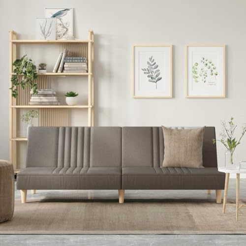 QUAHEAS Schlafsofa Taupe Stoff, Verstellbare Rückenlehne, Bequeme Bettcouch mit Robuster Sperrholzrahmen, Platzsparendes Sofa für Gästezimmer und Wohnzimmer