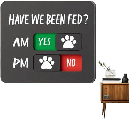 Hundeschild, AM/PM-Tabelle mit Ja/Nein-Schieber – 2-Meals Katzenfutter-Anzeige – für Lebensmittel, Zuhause, Wohnung, Küche, Tür, tägliche Wandschränke, Fensterkäfig