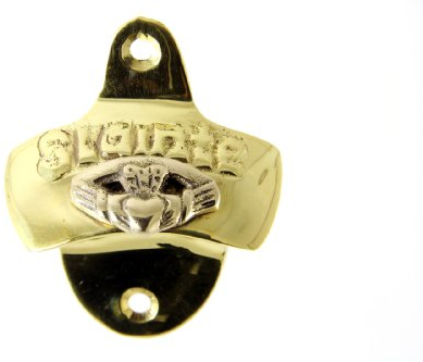 Brass Wall Mounted Bottle Opener Slainte Irish Bar