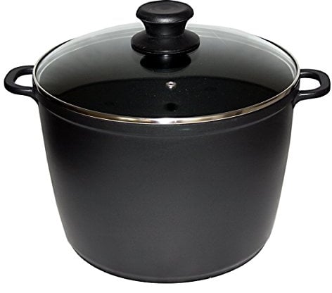 GMMH Topf Kochtopf mit Deckel, 10 l, Aluminiumlegierung, mit Antihaftbeschichtung, Antihaftbeschichtung, D:28 cm, H: 20 cm, Schwarz