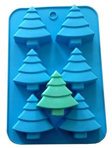 Allforhome™ 6 Weihnachtsbaum Silikon-Kuchenbackform Kuchenform handgemachte Seife Schimmel Keks Schokolade Eiswürfelschale DIY Form