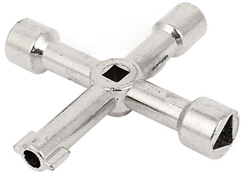 4 Way Utility Service Key Metal Silver Gas Electric Meter Cabinets Bleed Radiators Cupboard Box Plumbing Tool