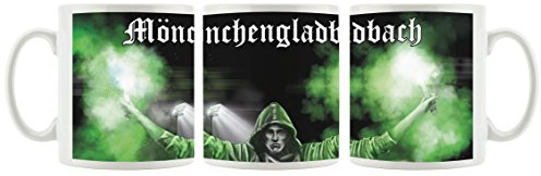 Ultras Mönchengladbach Bengalo als Bedruckte Kaffeetasse/Teetasse aus Keramik, 300ml, weiß