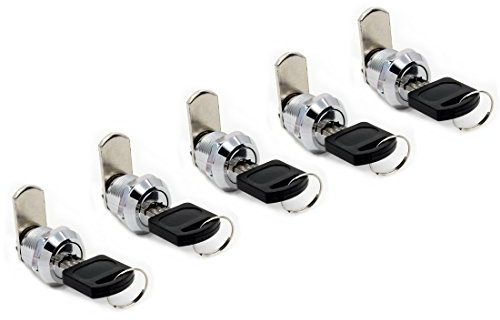 Bona - Lot de 5 serrures batteuses pour porte, tiroir, boîte aux lettres, placard, boîte à outils - Avec 2 clés