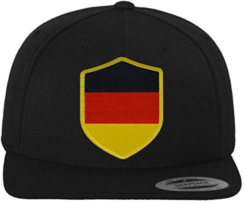 FanShirts4u Classic Snapback DEUTSCHLAND mit Wappen Cap, Baseball Caps, Herren Damen Unisex GERMANY (schwarz/Wappen gelb)