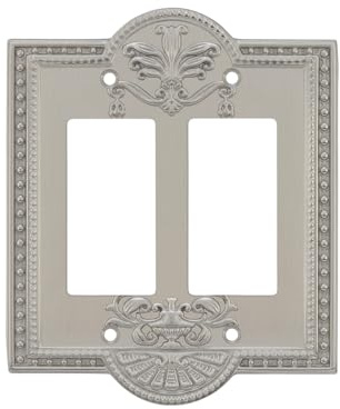Nostalgic Warehouse 720002 Meadows Switch Plate with Double Rocker, Satin Nickel