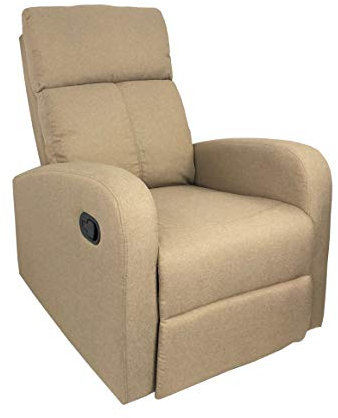 Totò Piccinni Poltrona Relax Reclinabile con Poggiapiedi Imbottita Confortevole (Manuale, Tessuto Beige)