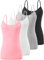 Vislivin Women's Basic Solid Camisole Adjustable Spaghetti Strap Tank Top Black/Gray/White/Pink-1 XL