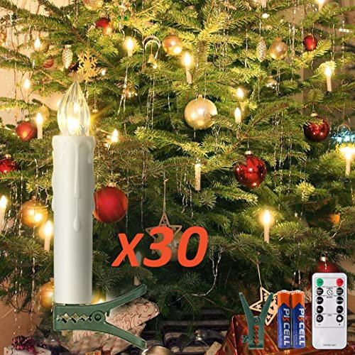 30er LED Kerzen Timer mit Fernbedienung, Weihnachtskerzen, Dimmbar Kerzenlichter Flammenlose Weihnachtskerzen für Weihnachtsbaum, Weihnachtsdeko, Hochzeit, Geburtstags, Party