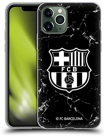 Head Case Designs Offizielle FC Barcelona Marmor Schwarz Wappen Muster Soft Gel Handyhülle Hülle kompatibel mit Apple iPhone 11 Pro