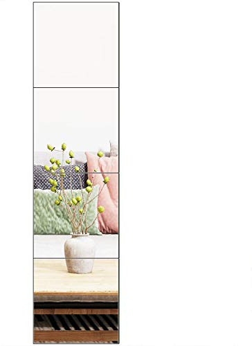 Ruomeng Spiegelfliesen in voller Länge – 30,5 cm x 4-teiliges rahmenloses Wandspiegel-Set, Make-up-Spiegel für Zuhause, Fitnessstudio, Schlafzimmer, Wohnzimmer