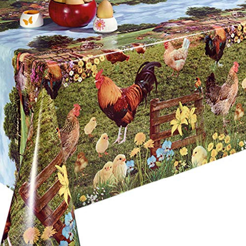 Wachstuch Tischdecke 140cm breit, Meterware, Länge und Motiv auswählbar, abwaschbar (Hühner 22a, 140 x 100cm)