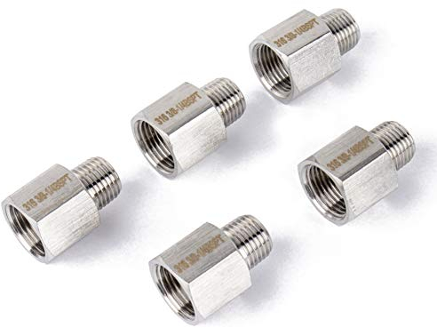 LTWFITTING Edelstahl 316 BSP Pipe Fitting 3/8 Zoll Innengewinde x 1/4 Zoll Außengewinde BSPP Adapter(5 Stück)