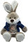 CreaDesign, Kuscheltier Plüschtier Hase Elvis Foto, mit Name, braun, 45 cm, kuschelweich, mit Jeanshemd und Shirt