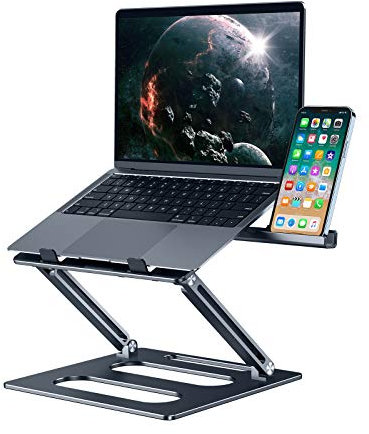 nediea Laptop Stand Desk With Phone Stand, Laptop Riser, Adjustable Laptop Stand, Computer Holder Compatible with MacBook Air/Pro, More 11-16 Laptops (Gray)