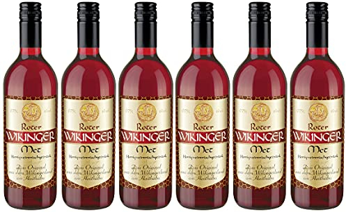 Roter Wikinger Met 6 x 0,75 L – Honigwein mit 6 % vol. aus dem Wikingerland – Fruchtig-aromatischer Honigmet mit Kirschsaft – Ideal pur, als Aperitif oder Heißgetränk