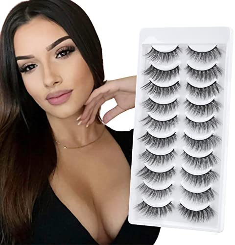 Faux Cils Naturel court 3d Doux 10 paires Réutilisable Cat Eye Fake Lashes Waterproof les faux cils Wispy Minces Bande False par Glowing Win
