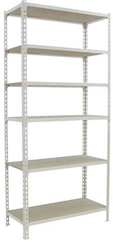 PROREGAL Schwerlastregal Giant MULI | HxBxT 250x80x50cm | 6 Fachböden | Fachlast 150kg | Weiß | Lagerregal Kellerregal Werkstattregal Metallregal Fachbodenregal Steckregal