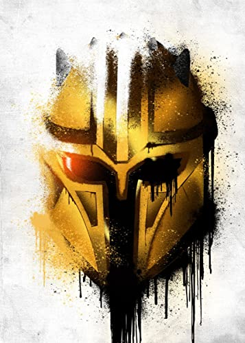 Displate Star Wars Metal Poster Magnetische Befestigung Offiziell Lizenziert Bilder Helmets Graffiti - Armorer Mandalorian Graffitti Helmet Poster Poster Größe - 32x45cm