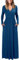 OUGES Damen Kleid Langarm V-Ausschnitt Winterkleid Casual Boho Kleider Maxikleid mit Taschen Herbstkleid(See Blau, L)