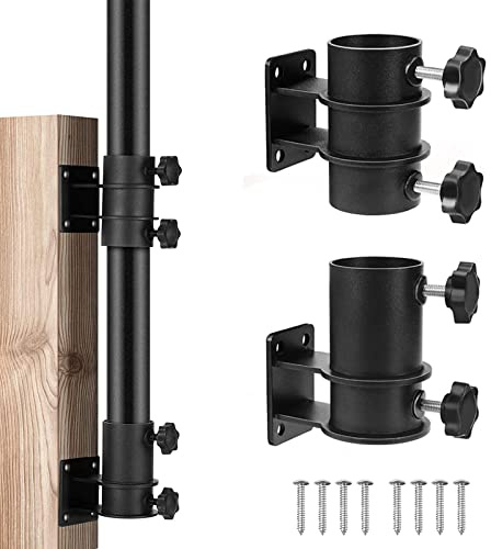 MENAYODA Soporte para sombrilla de terraza, soporte para sombrilla de exterior, soporte ajustable para sombrilla se fija a la barandilla para vallas, balcón o patio, soporte plano (montaje plano)
