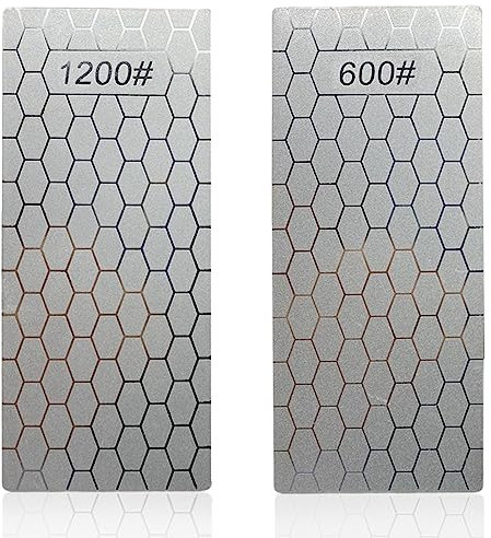 Orssmigs 2 Pcs Diamant Schleifstein Messerschärfer Profi 600/1200 Waben-Oberflächenplatte Diamantschleifsteine Wetzstein für Messer Abziehstein mit Rutschfester Basis Körnung für Verschiedene Messer