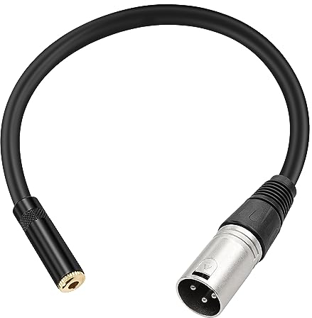 PNGKNYOCN Cable adaptador XLR a 1/8 corto, 3,5 mm (1/8 pulgadas) TRS hembra estéreo a XLR macho (0,3 M/1FT)