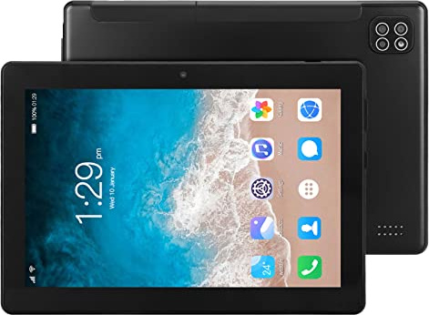 Airshi 8 Inch Tablet, 128GB Expandable Tablet Octa Core CPU Front 800W Rear 2000W UK Plug 100‑240V 8800mAh Rechargeable Battery for Working (Black)