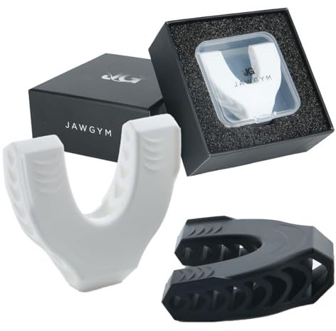 JawGym Jawline Trainer - Premium Silikon Kiefer Trainer mit 2 Widerstandsstufen in Weiß und Schwarz - Jaw Shaper für Damen & Herren