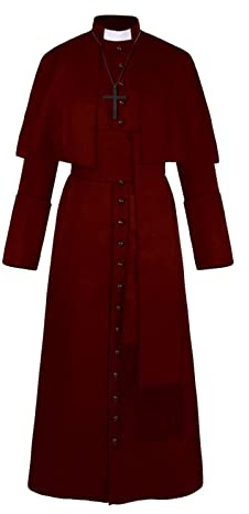 Darringls Tunika Kostüm Mittelalter Mönch Priester Renaissance Cosplay Priester Soutane Cassock Minister Chor Robe mit Cincture Band Gürtel Full Set Halloween Cosplay für Erwachsene Herren