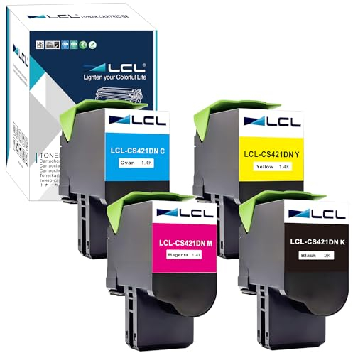 LCL CS421 Remanufactured Tonerkartusche kompatibel für Lexmark 78C20K0 78C20C0 78C20M0 78C20Y0 für Lexmark CS421 CS421dn CS521 CS521dn CS622 CS622de CX421 CX421adn CX522 CX522ade CX622 (4Pack KCMY)