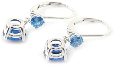 14 Karat Weißgold Ohrringe Damen, Ohrringe Gold 585 Elegant 3ct Rund Erstellt Saphir Ohrhänger