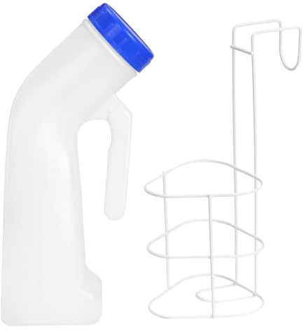 Urinoir portable pour homme et femme - Bouteille d'urine avec support de lit réutilisable - Pichet en plastique pour incontinence avec couvercle pour cliniques, hôpitaux, caravanes, 1000 ml