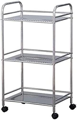 Servierwagen, medizinischer Wagen, Werkzeug, 3-stöckig, Rollwagen für Schönheitssalon, Küchenregal mit Universal-Bremsrad, medizinischer Gerätewagen aus Edelstahl,L-60×35×75Cm