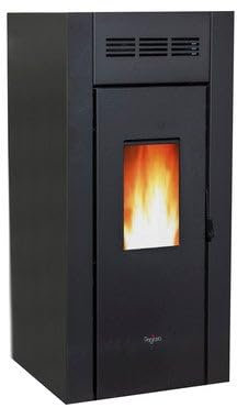 Suinga Pelletofen Pegaso Elane 9 kW, überragende Effizienz und Design mit beheizter Oberfläche, Schwarz
