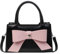 Sac à main pour femme avec nœud papillon et poignée sur le dessus en polyuréthane, Noir avec rose - A