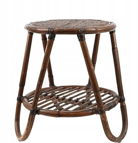 Generisch Gartentisch Balkontisch Beistelltisch Tisch aus Rattan Rund Braun Farbe 50x40cm