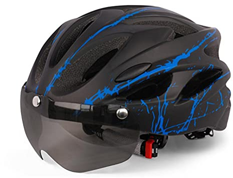 Casque Velo Homme Femme, Casque Trottinette Electrique Adulte, Casques de VTT Casques de Protection avec Visière Magnétique, 18 Trous de Ventilation, Taille Réglable