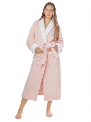 LEBENGOOD Robe de Chambre Femme Hiver, Peignoir Polaire, Sortie de Bain Chaude, OEKO-TEX®,Rosa XL