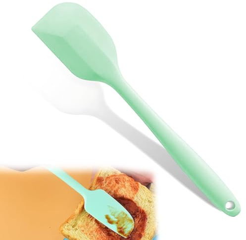 1 pieza Espátula de Silicona Plana, Lengua de Silicona Profesional Resistente a Altas Temperaturas, para Antiadherentes Hornear Utensilio de Cocina Mezclar Revolver Raspar (Verde Menta)