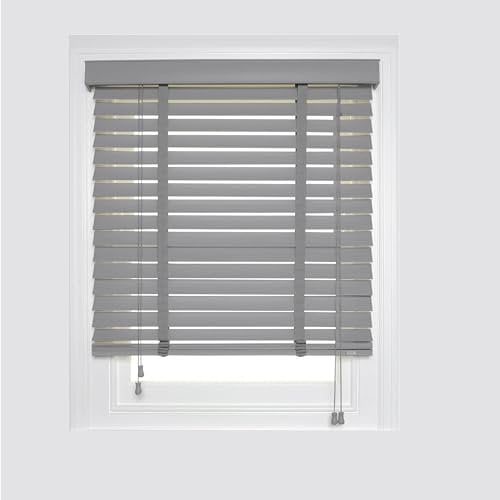 APEX FURNISHINGS Faux Wood Window Venetian Blinds-50mm Slats Grey Tape Trimmable Home Office Windows Blind (165cm x 213cm)