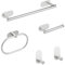 Sarsumir Towel Rail Wall Mounted 5 Pieces Toilet Roll Holder Hand Towel Holders for Bathrooms Kitchen Stainless Steel Towel Rack Self Adhesive Hooks Bath Accessories No Drilling, Silver Gray