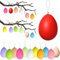 ZZOUFI Plastik Ostereier zum Aufhängen Draußen, 24pcs Bunte Ostereier Outdoor, Deko Oster Eier Pastell, Ostereier Kunststoff zum Aufhängen Draussen Groß, Wetterfest
