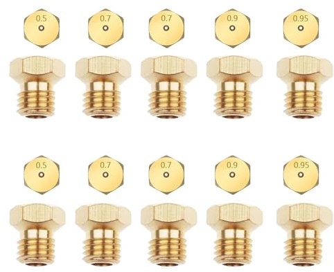 Yuaiosn 10Pcs Gicleur gaz Butane Universels, kit de conversion de gaz GPL, 2×0.5mm, 2×0.9mm, 2×0.95mm, 4×0.7mm Gicleur Gaz Bouteille Universel pour Bruleur Gaz Gaziniere Gaz, Cuisiniere Gaz Four Gaz