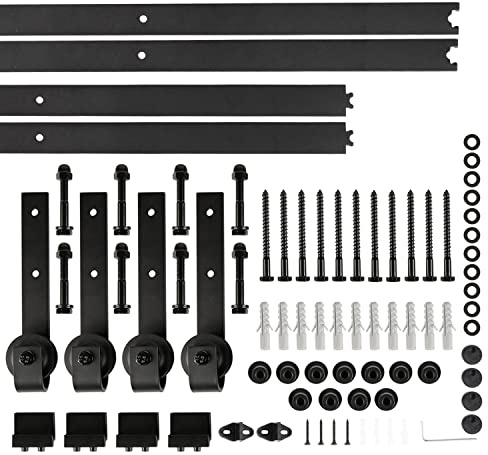 Schiebetür-Hardware-Kit – 200 cm Schiene aus Karbonstahl für Holztüren, ideal für Badezimmer, Küche und Schlafzimmer, weiße Oberfläche, einfache Installation