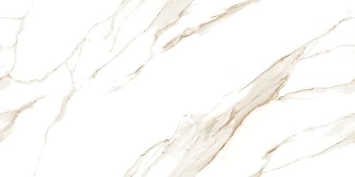 ITD CERAMICHE Gres Porcellanato Effetto Marmo Continua Statuario Gold, 60x120 cm, Levigato, Bianco Venato