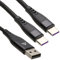 kenable USB A to Dual Type-C Cable, 2 Metre Charging Splitter Lead, Black
