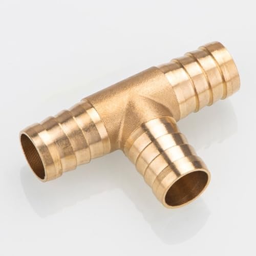 QZKJQDD 16mm 3 Wege Messing Schlauchverbinder, T stück Wasseranschluss, Schlauchverbinder T-Schlauchverbinder, T förmige Messing Fittings für Luft Gas Wasser Kraftstoff (1 Stück)
