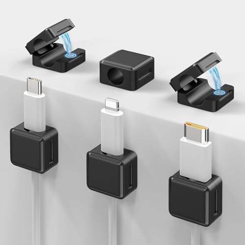 ELUTENG Magnetische Kabelclips, 6 Stück Self Adhesive Cable Clips klein kabelhalter Ladekabel Organizer für Schreibtisch Nachttisch USB Ladekabel Netzkabel HDMI Audiokabel 7mm