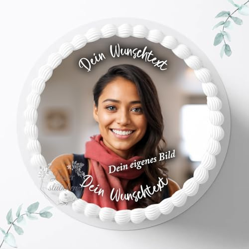 Tortenaufleger mit eigenem Foto und Text frei gestalten, Kindergeburtstag, personalisiert mit oder ohne Wunschname ⌀20cm Zuckerbild, Deko für Kuchen, Foto für Torten, Fondant 8099D